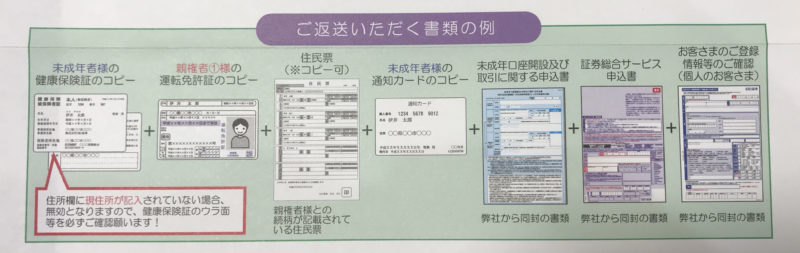 SBI証券のジュニアNISAの口座開設に必要な書類一覧